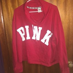 Pink cropped turtle neck sweatshirt